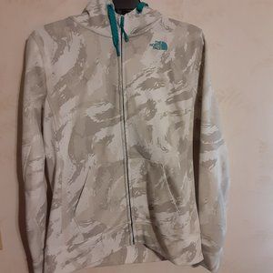 The North Face Women's Full Zip White Snow Camo Hooded Sweatshirt Size M
